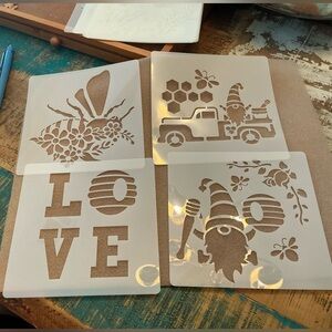 6” by 6” Honey and Bee Stencils! Brand New!